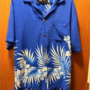 Favant Blue Floral Men's Casual Button Down Shirt Size XL